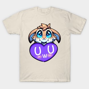 Blushing UwU Furry Anthro Bunny Heart T-Shirt